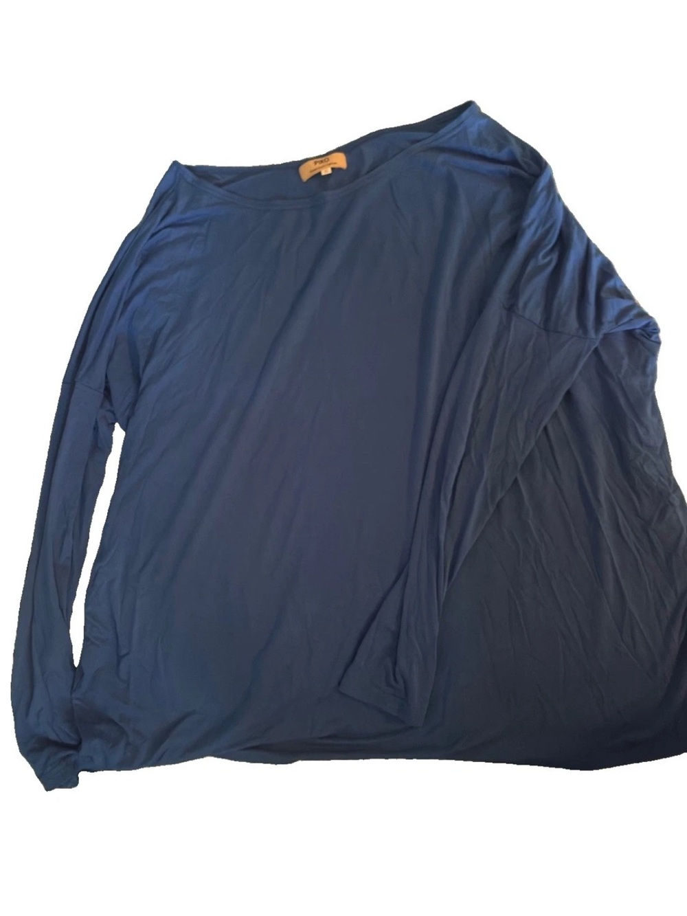 Relaxed Long Sleeve Boatneck Top - Navy